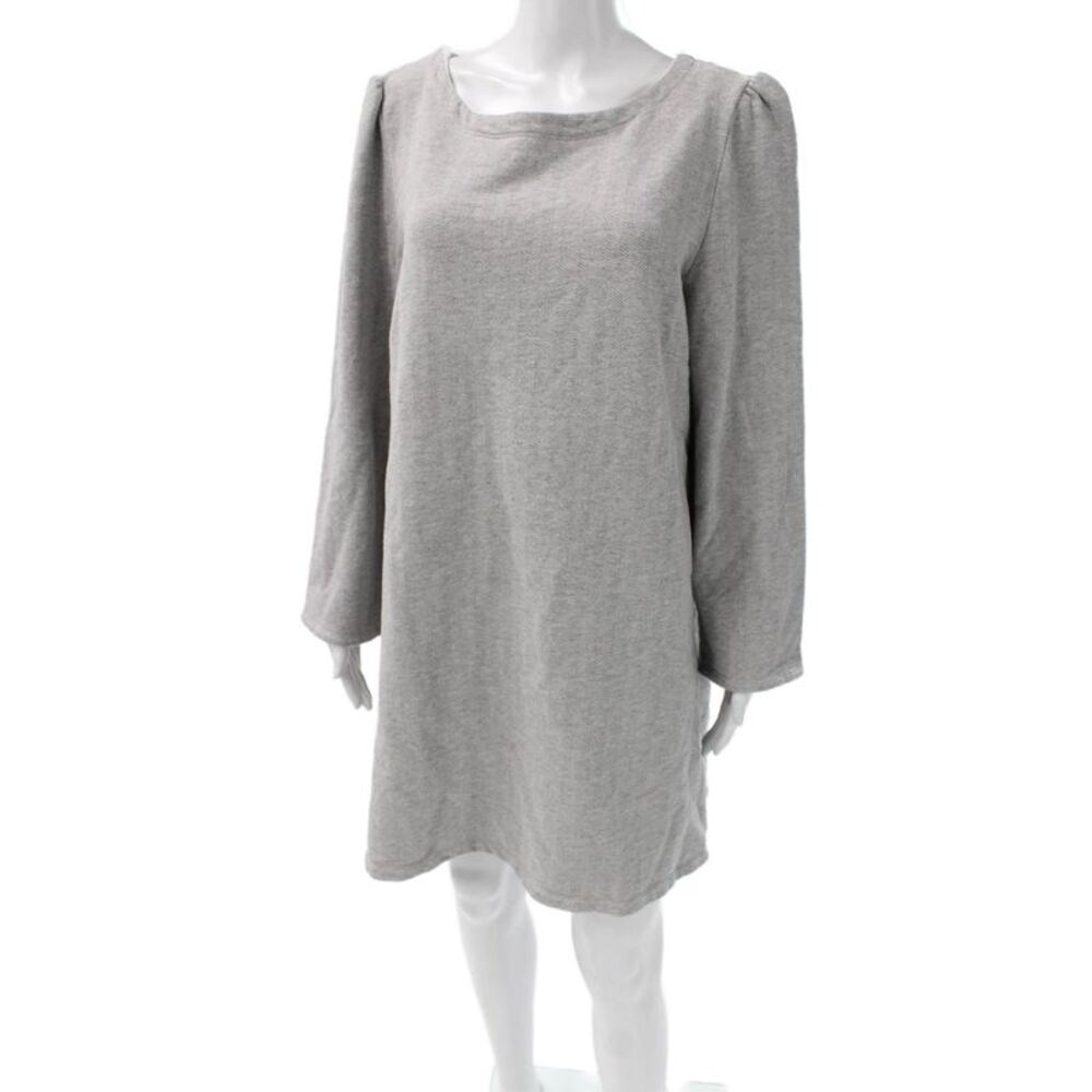 Emerson Fry Womens Sweater Dress Gray Herringbone Cotton Boat Neck Size XL